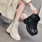 Christmas Gift Genuine Leather Boots Women Heels Platforms Martin Ankle Boots Female Designer Shoes Woman Booties Chunky Shoes for Women 2021