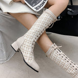 Graduation Gift Big Sale Size 34-43 2022 Women Knee High Heel Boots Lady Riding Botas Warm Winter Shoes Women Sexy Square Toe Casual Footwear 45 46 47