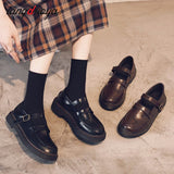 Spring Autumn students shoes Women Mary Janes Shoes Buckle Lolita Shoes Black brown Flat Retro Casual Shoes Girls zapatos mujer L23