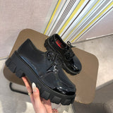 Lourdasprec Women Chunky Sneakers Hidden Heels Height Increasing Ladies Wedge Shoes High Top Autumn Platform Women Shoes M1093