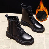 Christmas Gift Black Boots Women Shoes Leather Botas De Mujer Fashion Designer Boots Winter Booties Spring Fall Shoes Platform Boots