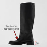 Lourdasprec Women Over Knee Boots Real Leather Thick Bottom Ladies Shoes Winter Fashion Cool Long Boots Club Footwear Size 34-39