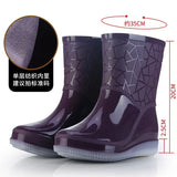 Christmas Gift Rain Boots Women Waterproof Work Shoes for Girls Women Non-slip  Mid-Calf Water Boots Antiskid Wear-resistant Thickened