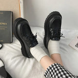 Lourdasprec JK uniform shoes Small leather shoes female British girl Japanese wild black retro Mary Jane shoes lolita Platform shoes low hee L11