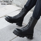 Christmas Gift Winter New Women Casual Boots Fashion Warm Boots Top Quality Pu Leather Platform Military Boots Size 35-43 White Boots