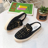 Lourdasprec The New Summer Style Of 2022 Is Web Celebrity Flat Bottom Half Toggle Lady's Lazy Thick Bottom Fashion Sandals