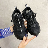 Lourdasprec Height Increasing Women Chunky Shoes Women Dad Sneakers All Seasons Thick Sole Platform Shoes Non-Slip Leisure Fashion Shoes