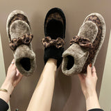 Lourdasprec Apanzu New Women Boots Winter Fur Snow Boots Female Boots Duantong Warm Sexy Leopard Flats Fashion External Wear Cotton Shoes