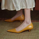 Graduation Gift Big Sale  Low Heel Shoes for Women Summer 2022 Leather Slip-On Office Dress Shoes Pointed Toe Female Wedding Bridal Shoes Ladies Pumps