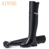 Christmas Gift  Winter Boots Women Knee High Long Boots Genuine Leather Waterproof Women Thigh High Boots Large size women's boots