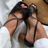 Graduation Gift Big Sale  Summer Pumps Women Casual Heeled Shoes 2022 Retro Style Handmade Square Toe Sandals For Women Slip-On Comfort Ladies Pumps