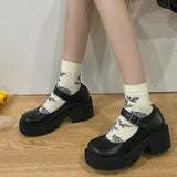 Student Shoes College Girl Student LOLITA Shoes JK Uniform Shoes PU Leather Heart-shaped Ankle-strap Mary Jane Shoes