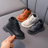 Christmas Gift Baby Boys Boots for Kids Girls Booties Leather Shoes Soft Sole Fashion Martin Boots Waterproof Non-slip Plush Boy Running Shoes