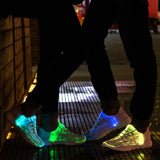 Christmas Gift Size25-46 Fiber Optic Fabric Light Up Shoes 11 Colors Flashing Teenager Girls&Boys USB Rechargeable Luminous Sneakers with Light