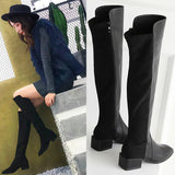 Lourdasprec Apanzu New Thigh High Boots Women Over The Knee Boots Ladies Quality Suede Long Boots Stretch Sexy Fashion Shoes Women Black
