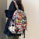 Graduation Gift Big Sale  Harajuku Girl Male School Bag Female Graffiti Print Men Backpack Women Book Boy Bag Nylon Ladies Fashion Laptop Backpack Student