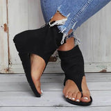 Christmas Gift Ladies Sandals Clip Toe Flat Women Platform PU Leather Gladiator Shoes Summer Female Flip Flop Zipper Plus Size Casual Woman