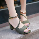 Lourdasprec 2022 Fashion Sexy Fish Mouth Hollow Roman Sandals Thick with Beaded High Heels Female Summer Sexy Female Sandals