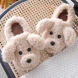 Lourdasprec Winter Home Slippers Warm Shoes Fashion Women Men Non-Slip Dog Cute Fur Soft Sole Indoor Bedroom House Couple Female Slides