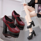2022 Solid Mary Janes Women High Heels Shoes Spring Summer Ladies Buckle Strap Sexy High Heeled Platform Shoes Woman