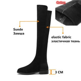 Christmas Gift Women's Long Boot Footwear High Boots Stable Heel Pu Fabric Rider Boots Thick Heel Thick-soled Outdoor Plush Winter Boot 2021new