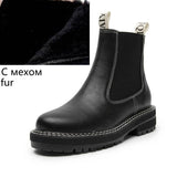 Christmas Gift Women's Chelsea Boots Genuine Leather 2022 Autumn Winter Trend Thick-soled Women Ankle Boots All-match Martin Boots Ladies