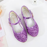 Lourdasprec  Girls Purple  High Heels For Kids Princess RED Leather Shoe Footwear Children's Party Wedding Shoes Round Toe 1-3CM
