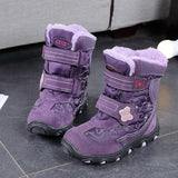 Christmas Gift Children's Winter Snow Boots For Baby Girl Shoes Kid's Boys Fashion Plus Velvet Warm Waterproof Non-slip Boot TPR Purple