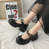 Student Shoes College Girl Student LOLITA Shoes JK Uniform Shoes PU Leather Heart-shaped Ankle-strap Mary Jane Shoes