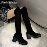 Christmas Gift Over-the-Knee High Chelsea Boots Chunky Women Shoes 2022 Winter New Platform Goth Fashion Sexy Women Boots Luxury Suede Shoes