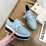 2022 Spring New Women Flat Platform Shoes Slip on Moccains Ladies Casual Shoes Woman Thick Sole Brogue Creepers Sneakers