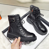 Christmas Gift Genuine Leather Boots for Women Heels Ankle Boots Female Rubber Designer Shoes Woman Booties Zipper Platforms Ladies Shoes 2022