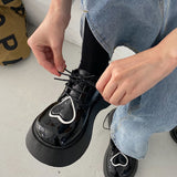 Sneakers Women's Sports Shoes New Style 2022 Kawaii Love Round Toe Platform Vulcanize Lolita Flat Retro Loafers Korean