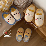 Cute Shy Strawberry Bear Slippers For Women Fashion Kawaii Fluffy Winter Warm Slipper Woman Cartoon Smiley Face  House Slippers