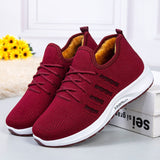 Christmas Gift BJYL Winter Plus Velvet Thick Cotton Shoes for Women Walking Soft Bottom Non-Slip Mom Running Shoes Fly Woven Casual Sneakers