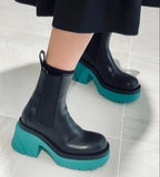 Lourdasprec 2022 Brand Designer Winter Women Boots Knee-length Round Toe Casual Square Heel Boots Thick-soled Ladies Botas De Mujer