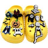 Lourdasprec 1PCS Halloween Series Croc Cartoon Decoration Wristband Accessories Skull PVC Shoes Charms Buckle For Kids Party Gifts