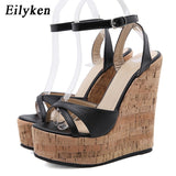 Christmas Gift 2022 New Summer New White Women's High Heels Sandals Platform Buckle Wedges Front Open Toe Ladies Shoes Size 35-42