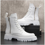 LOURDASPREC-Graduation Gift - White Men Casual boots Punk High Tops Motorcycle Ankle Boots Height Increasing shoes Zapatillas Hombre