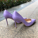 LOURDASPREC Classic Design Women Pointed Toe High Heel Shoes Elegant OL Ladies Fashion Slip on Pumps Chic Stilettos Light Purple