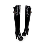 Sexy Over the Knee Boots Women Platform Fashion High Heels Thigh High Boots Patent Leather Women's Winter High Boots Shoes Red