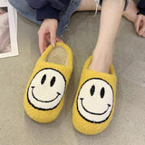 Lourdasprec New Pink Smiley Face Slippers Women Smile Slippers Happy Face Slippers Retro Smiley Face Soft Plush Comfy Warm Slip-on Slippers L43