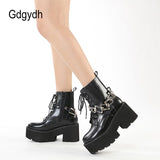 Lourdasprec Gdgydh Goth Platform Boots For Women Chunky Heels Combat Boots Comfy Emo Shoes Cosplay Outits Metal Chain Halloween Gift
