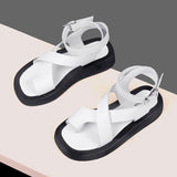 Christmas Gift Sandals Women Genuine Leather 2022 Summer New Clip Toe Sandals Ladies Roman Women Shoes Muffin Sandals