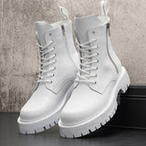 LOURDASPREC-Graduation Gift - White Men Casual boots Punk High Tops Motorcycle Ankle Boots Height Increasing shoes Zapatillas Hombre