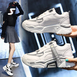 Graduation Gift Big Sale Fashion Spring Reflective Platform Sneakers Women Shoes Korean Lace Up Chunky Sneakers Mixed Color Women's Vulcanize Shoes 2022