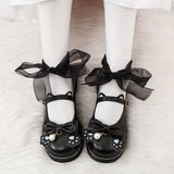 Lourdasprec Sweet Lolita shoes kids 2022 new autumn Lolita shoes bow flat bottom uniform JK shoes cute L07
