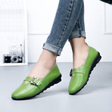 Genuine Leather Women Flat Shoes Comfortable 2020 Spring Autumn Oxfords Hook Loop Ladies Leather Shoe Large Size 35-43