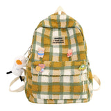 Graduation Gift Big Sale Fashion Female Bookbag Cotton Linen Plaid Women Backpack for Teenagers Girl College SchoolBag Korean Student Girl Travel Mochila ll12