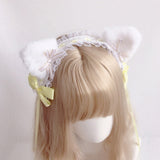 Lourdasprec-Harajuku Kawaii Fashion Lolita Maid Costume Cosplay Cat Ear Lace Headdress